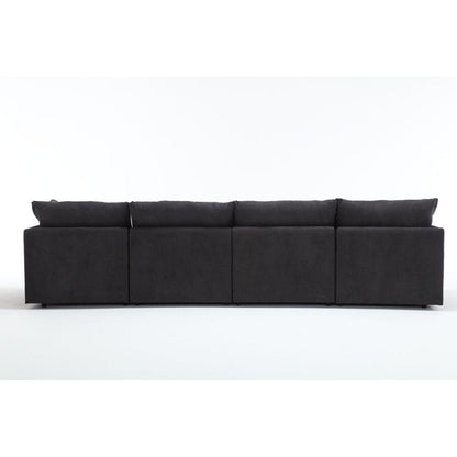 Modern U-shaped Sectional Sofa, 5-seat Upholstered Sofa Furniture,Sleeper Sofa Couch with Chaise Lounge for Living Room,Apartment,Dark Gray,Polyester