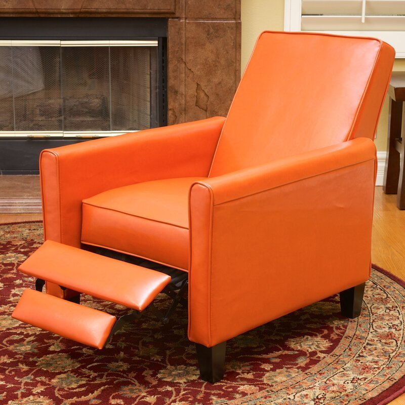 Recliner Push Back Chair for Elegant Home Decor Orange