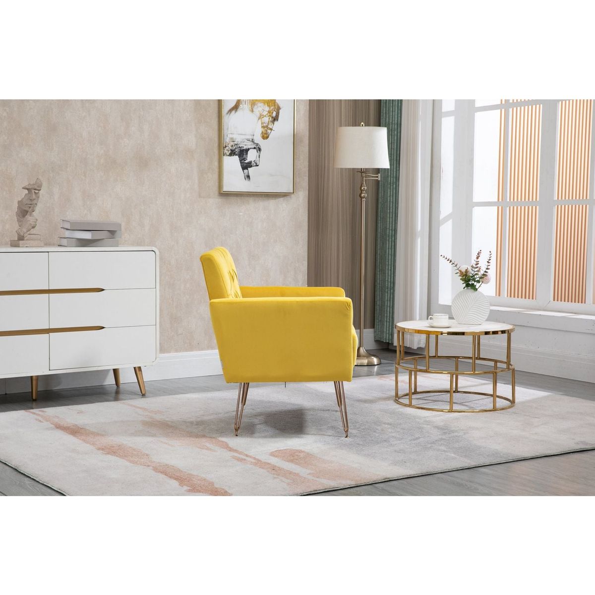 Accent Chair, leisure single sofa with Rose Golden feet