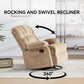 360 Rocking Swivel Rocker Recliner Chair, Oversized Recliner Chairs,Overstuffed Manual Nusery Glider Recliner,Extra Wide Recliner for Living Room Lazy Boy Single Sofa Khaki