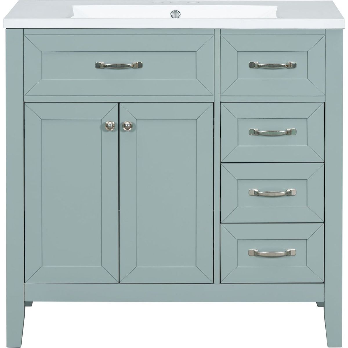 36" Bathroom Vanity with Sink Combo, Green Bathroom Cabinet with Drawers, Solid Frame and MDF Board