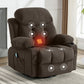 Swinging recliner massage heated sofa, with USB and 2 cup holders in side pockets, PackageA+B (Brown)