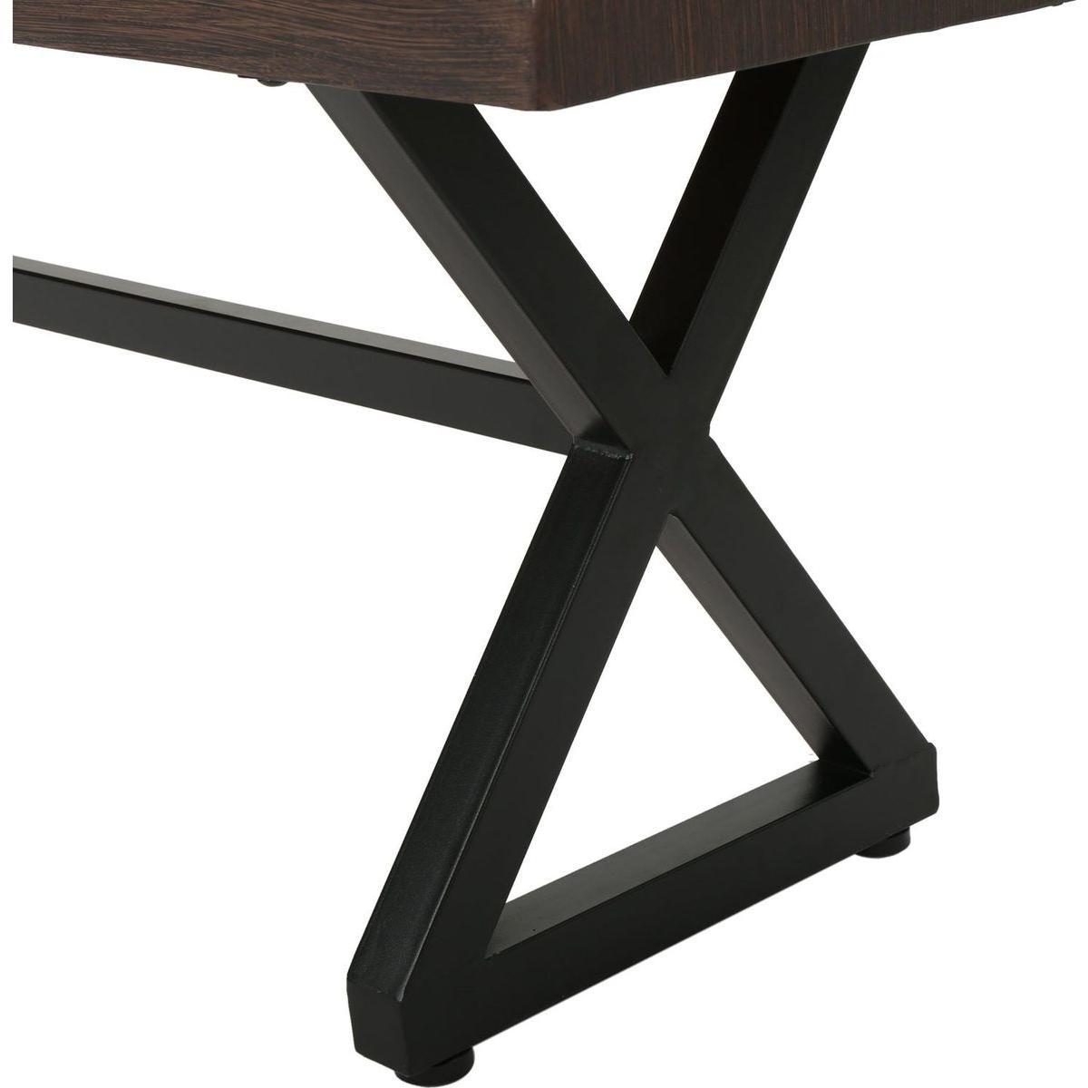 Outdoor Aluminum Dining Bench with Steel Frame, Brown / Black