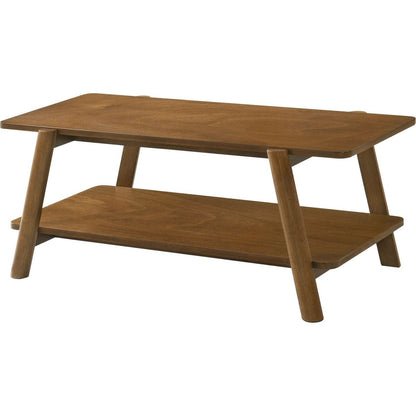 Metz Mid-Century Modern Wood Shelf Coffee Table, Walnut Finish