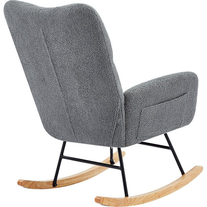 grey teddy fabric rocking chair