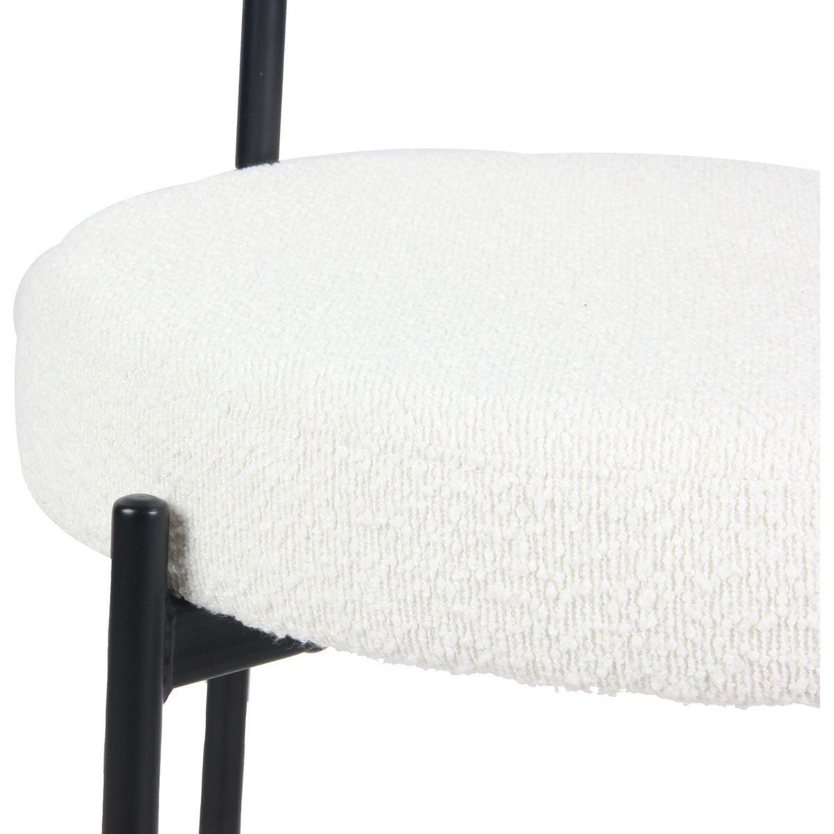Burbank Modern Round Boucle Dining Chairs, Set of 2, White