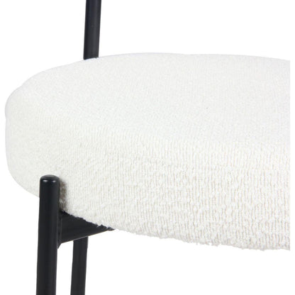 Burbank Modern Round Boucle Dining Chairs, Set of 2, White
