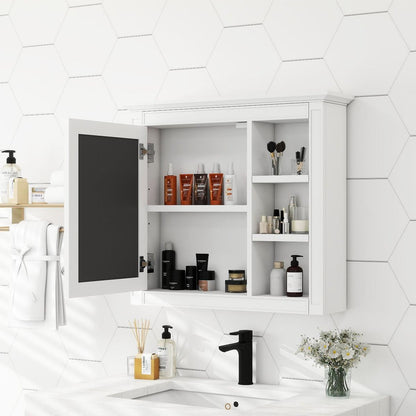 30" x 28" Medicine Cabinet, Wall Mounted Bathroom Storage Cabinet, Modern Bathroom Wall Cabinet with Mirror,Medicine Cabinet, Mirror Cabinet with 3 Open Shelves (Not Include Bathroom Vanity)