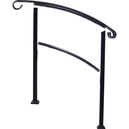Handrails for Outdoor Steps, Fit 1 or 3 Steps Outdoor Stair Railing, White Wrought Iron Handrail, Flexible Front Porch Hand Rail, Transitional Handrails for Concrete Steps or Wooden Stairs
