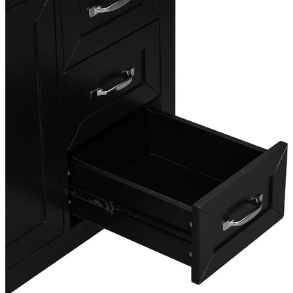 36" Bathroom Vanity with Sink Combo, Black Bathroom Cabinet with Drawers, Solid Frame and MDF Board