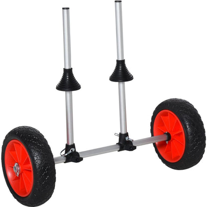 Soozier Universal Kayak Cart, Trolley Trailer Kayak Wheels with Strong Aluminum Frame, Adjustable Width Crossbar, & Large Tires