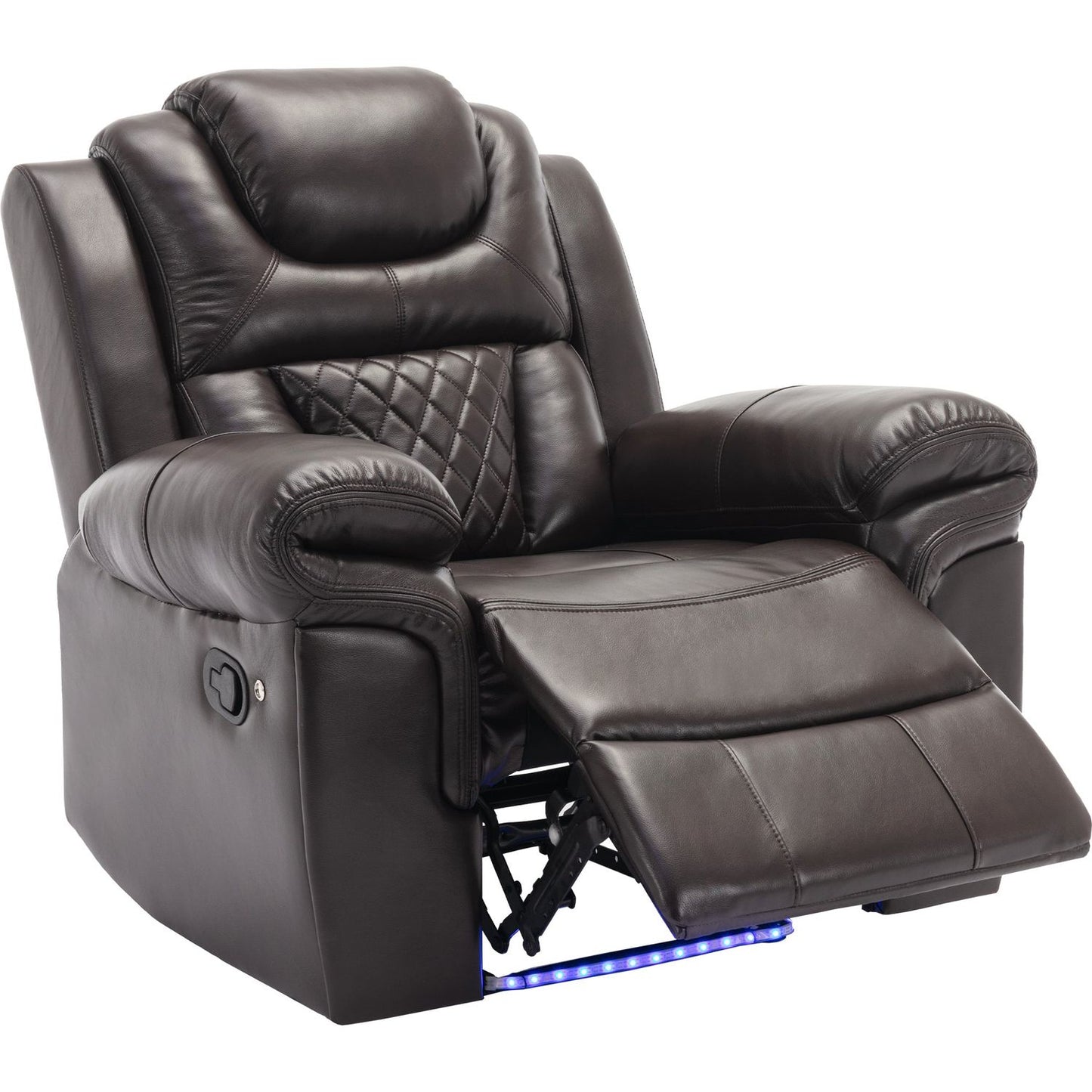 Home Theater Seating Manual Recliner Chair with LED Light Strip for Living Room,Bedroom, Brown