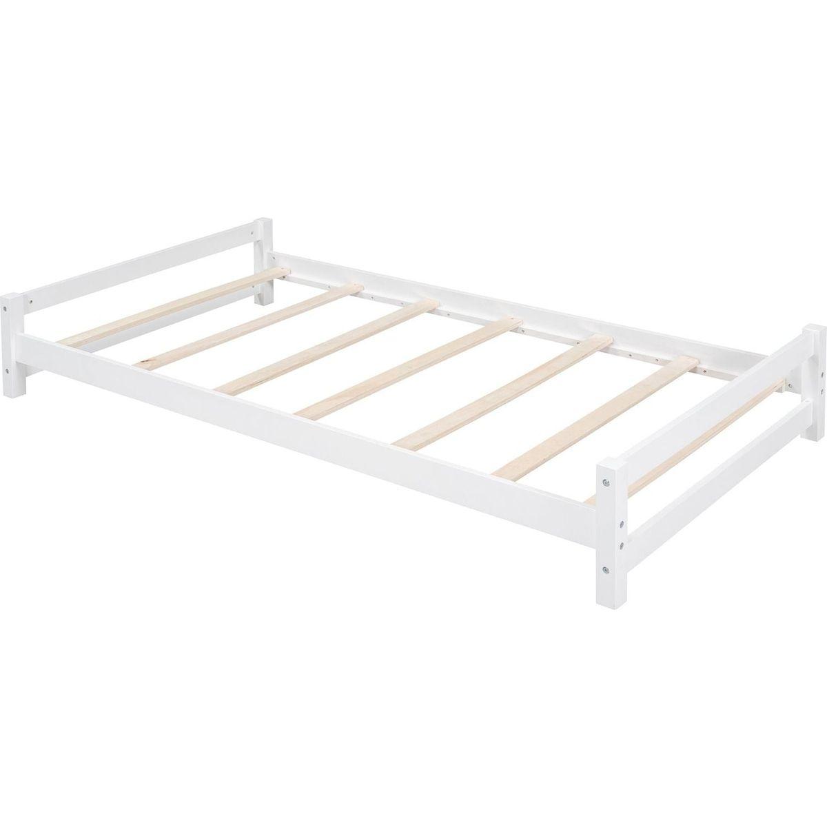 Twin over Twin Bunk Bed with LED Light and USB Ports, White