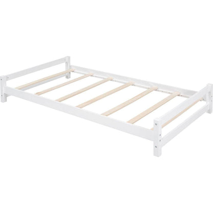Twin over Twin Bunk Bed with LED Light and USB Ports, White