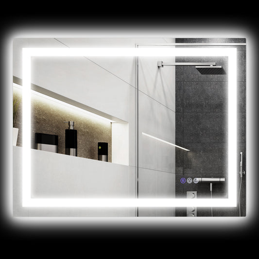 LED Bathroom Mirror with Lights, 35" x 28" Backlit Front Lit LED Mirror for Bathroom, Anti-Fog, Memory, Infinite Color Temperature, Wall Mounted Dimmable Vanity Mirror, Horizontal/Vertical