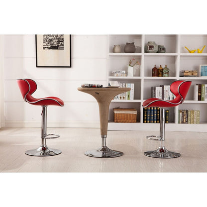 Masaccio Upholstery Airlift Adjustable Swivel Barstool with Chrome Base, Set of 2, Red - Streamdale Furniture