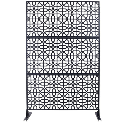 Outdoor & Indoor Privacy Screen Metal Privacy Screen 76' H×48' W Freestanding Decorative Privacy Screen Black Steel