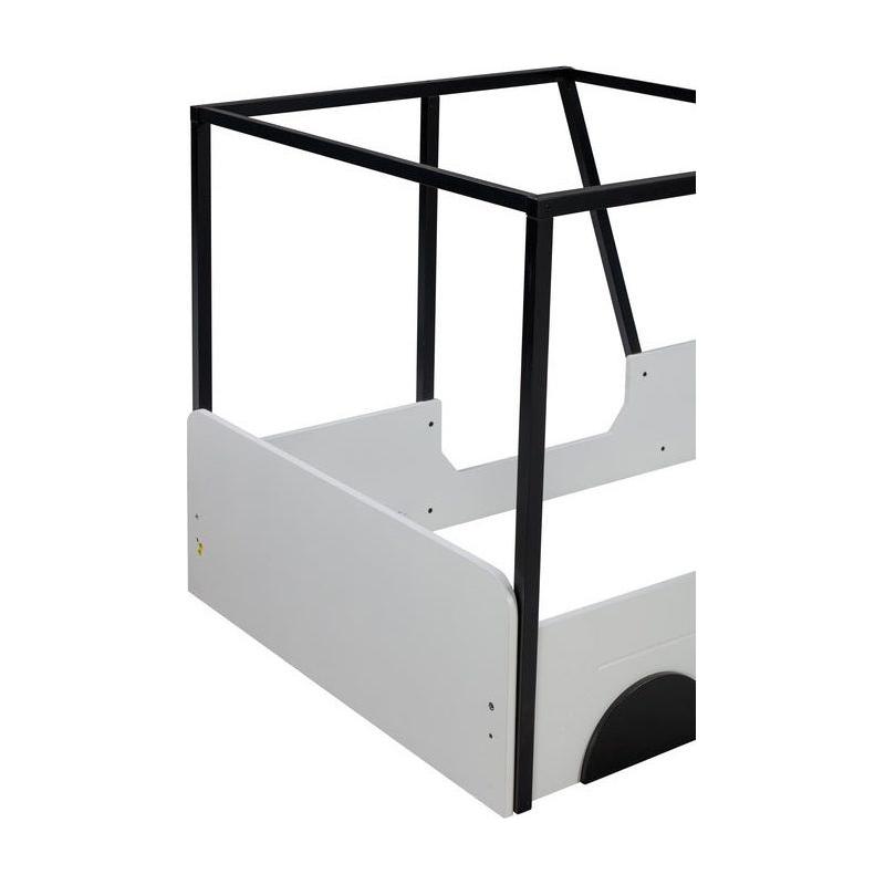 Twin Size Car-shaped Bed with Roof,Wooden Twin Floor Bed with wheels and door Design,Montessori Inspired Bedroom,Black