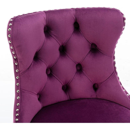 Swivel Velvet Barstools Adjusatble Seat Height from 25-33 Inch, Chrome base Bar Stools with Backs Comfortable Tufted for Home Pub and Kitchen Island, Purple,Set of 2