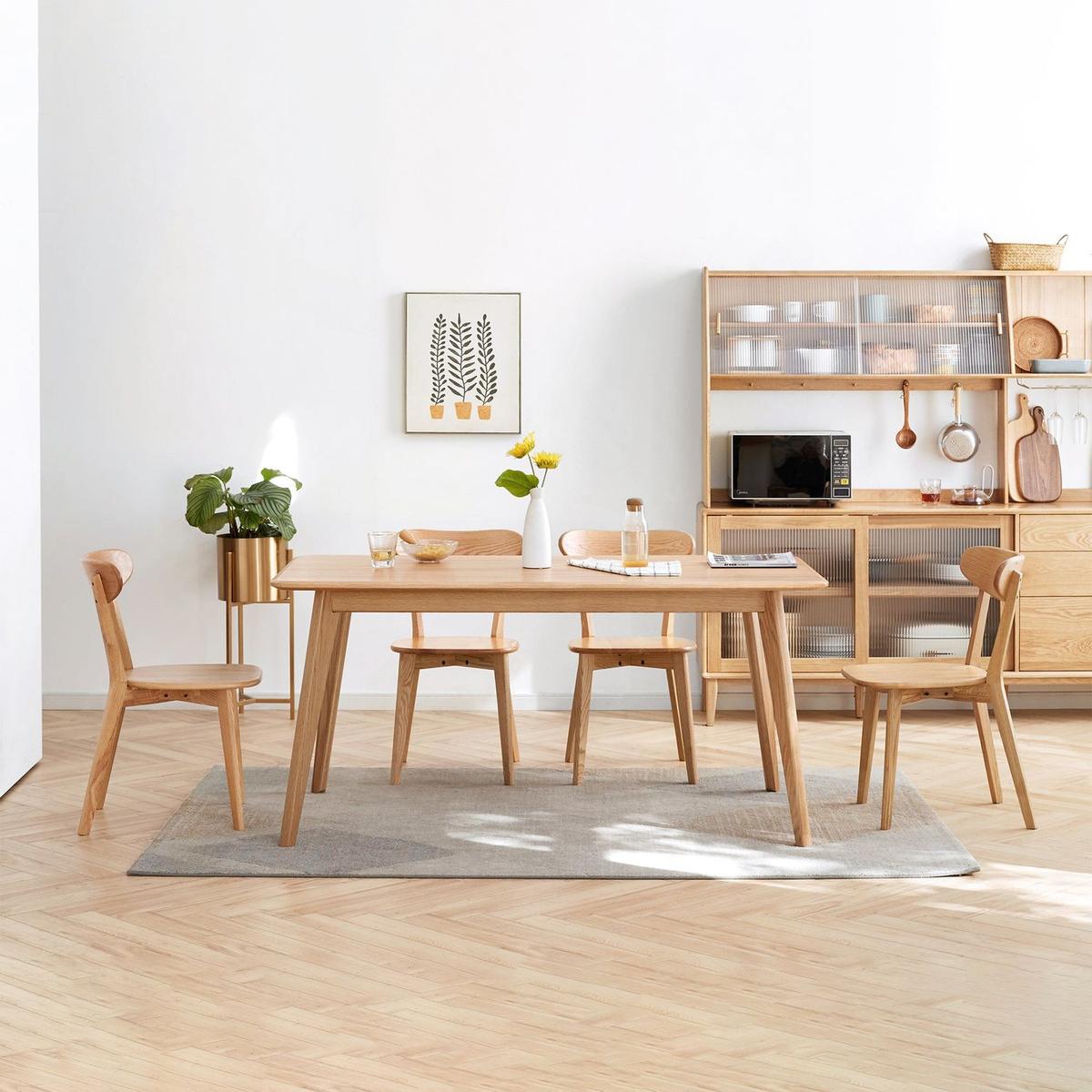 Dining chair wooden FAS grade oak natural wood made in North America 100% dirt-free wood chair solid chair table chair wooden living room chair simple and natural 46.5 x 54 x 80cm (4 pcs/box)