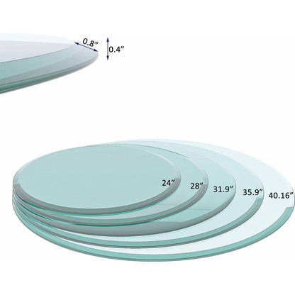 30" Inch Round Tempered Glass Table Top Clear Glass 2/5 Inch Thick Beveled Polished Edge