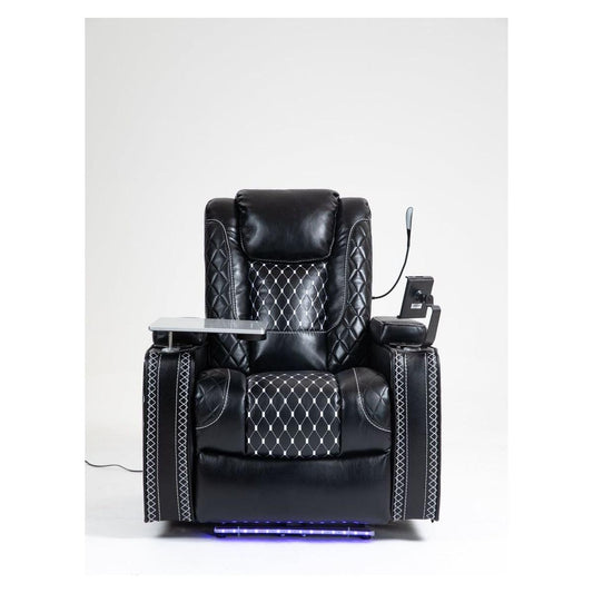 Power Zero Gravity Recliner with Multifunctional Features - Storage Armrest & Cup Holder - Laptop Table & Phone Holder- Reading Light & LED - Infinite Position Recline for Living Room & Office