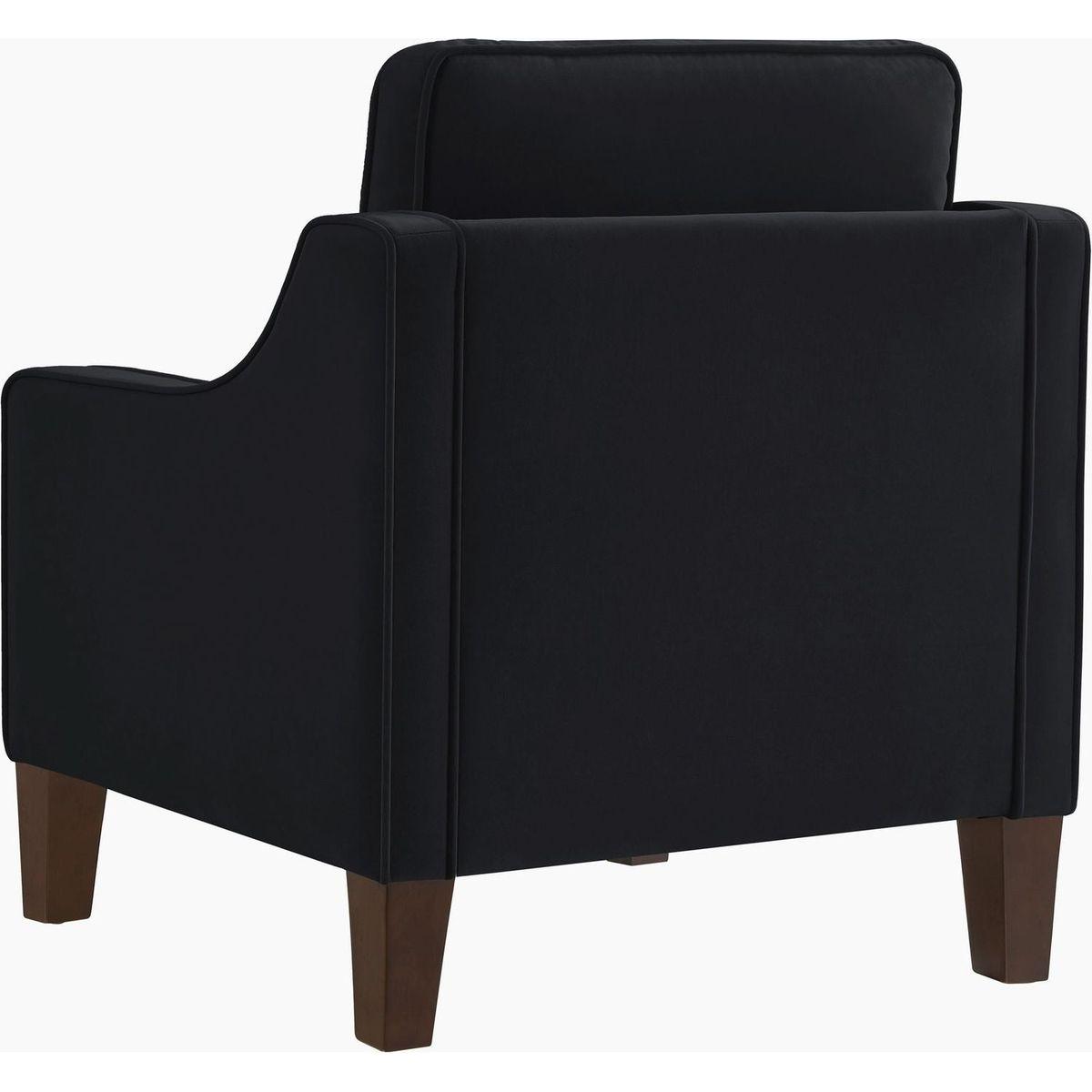Modern Armchair, Living Room Single Seat Sofa Chair with Wooden Legs, Upholstered Velvet Accent Chair for Living Room, Bedroom,Black