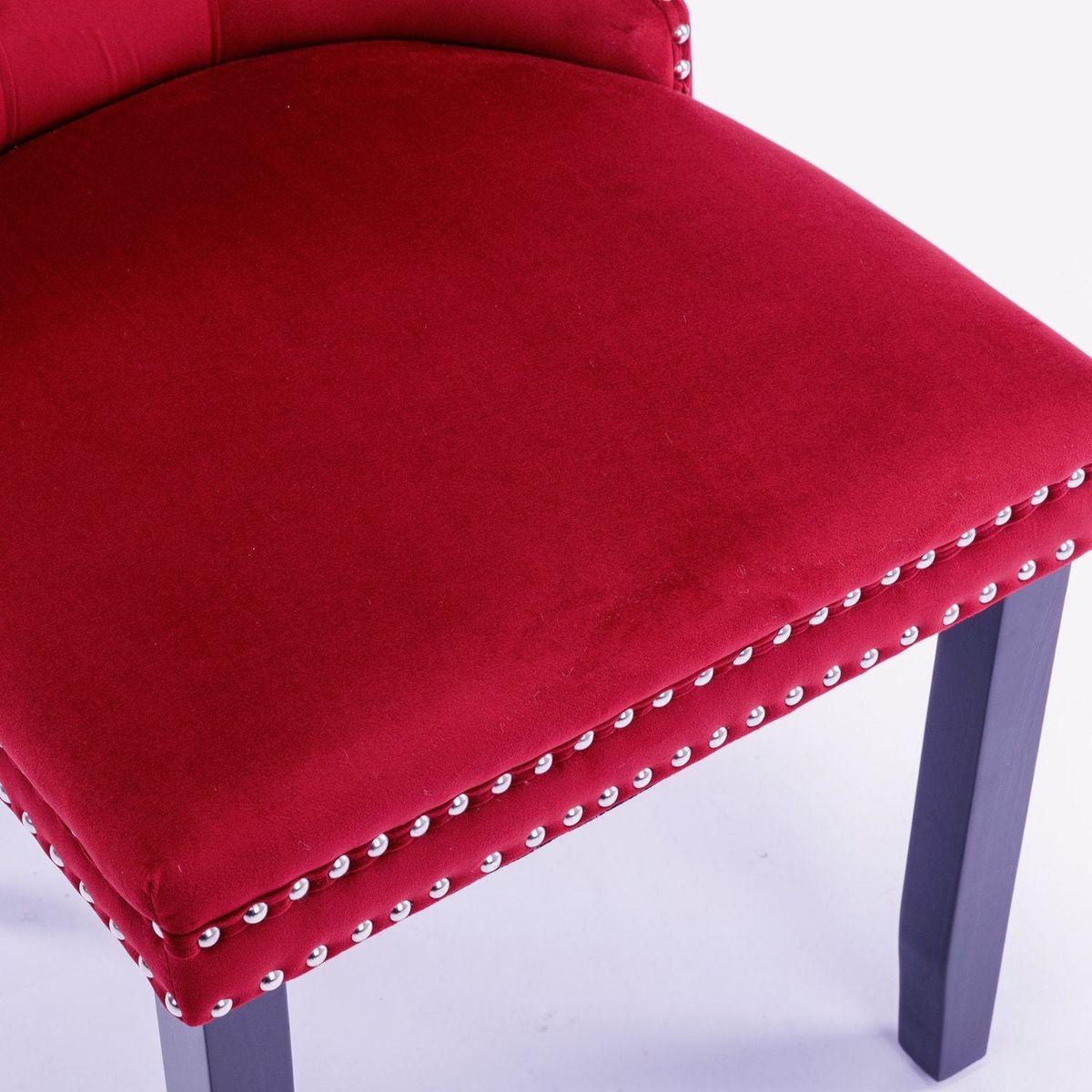 Classic Velvet Dining Chairs, High-end Tufted Solid Wood Contemporary Velvet Upholstered Dining Chair with Wood Legs Nailhead, SET OF 2,Burgundy, Wine Red