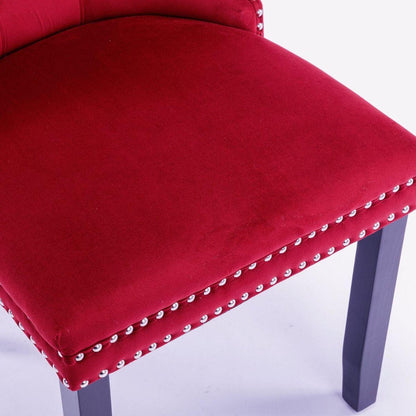 Classic Velvet Dining Chairs, High-end Tufted Solid Wood Contemporary Velvet Upholstered Dining Chair with Wood Legs Nailhead, SET OF 2,Burgundy, Wine Red