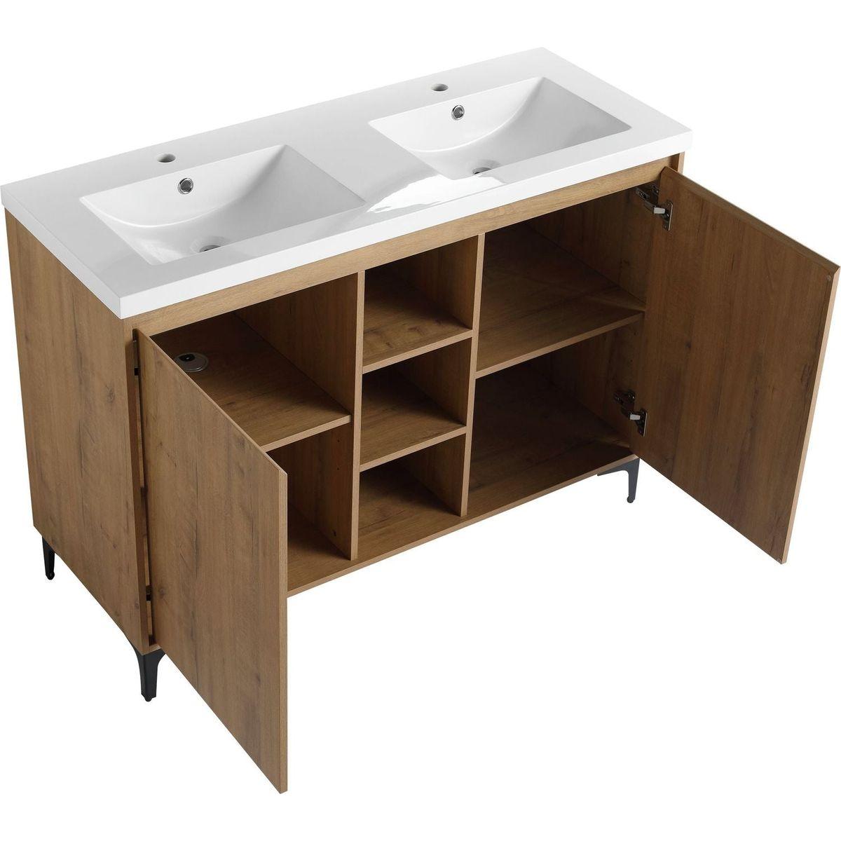 48" Freestanding Bathroom Vanity With Double Sink, Soft Closing Door Hinge (KD-Package)G