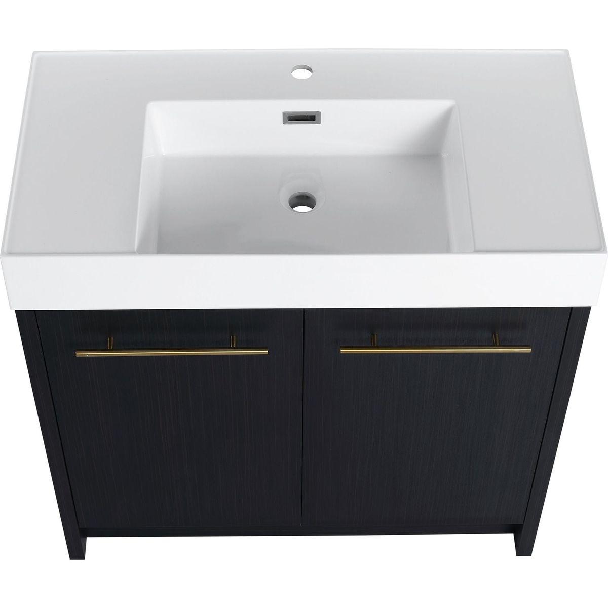 36 Inch Freestanding Bathroom Vanity with Resin Sink, With Soft Closing Door, KD-Package