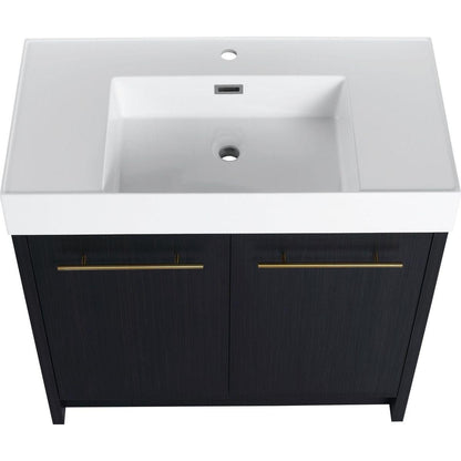 36 Inch Freestanding Bathroom Vanity with Resin Sink, With Soft Closing Door, KD-Package