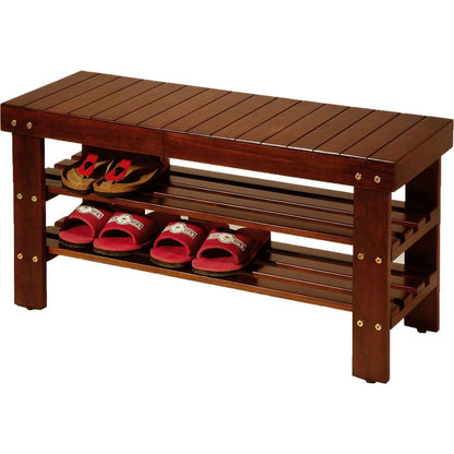Pina Quality Solid Wood Shoe Bench, Cherry Finish