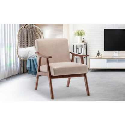 Mid-Century Modern Chair, Living Room Chair with Solid Wood Frame, Accent Chair Extra-Thick Backrest, Wingback Chair for Bedroom, Reading Room, Living Room, Lounge Chair Indoor