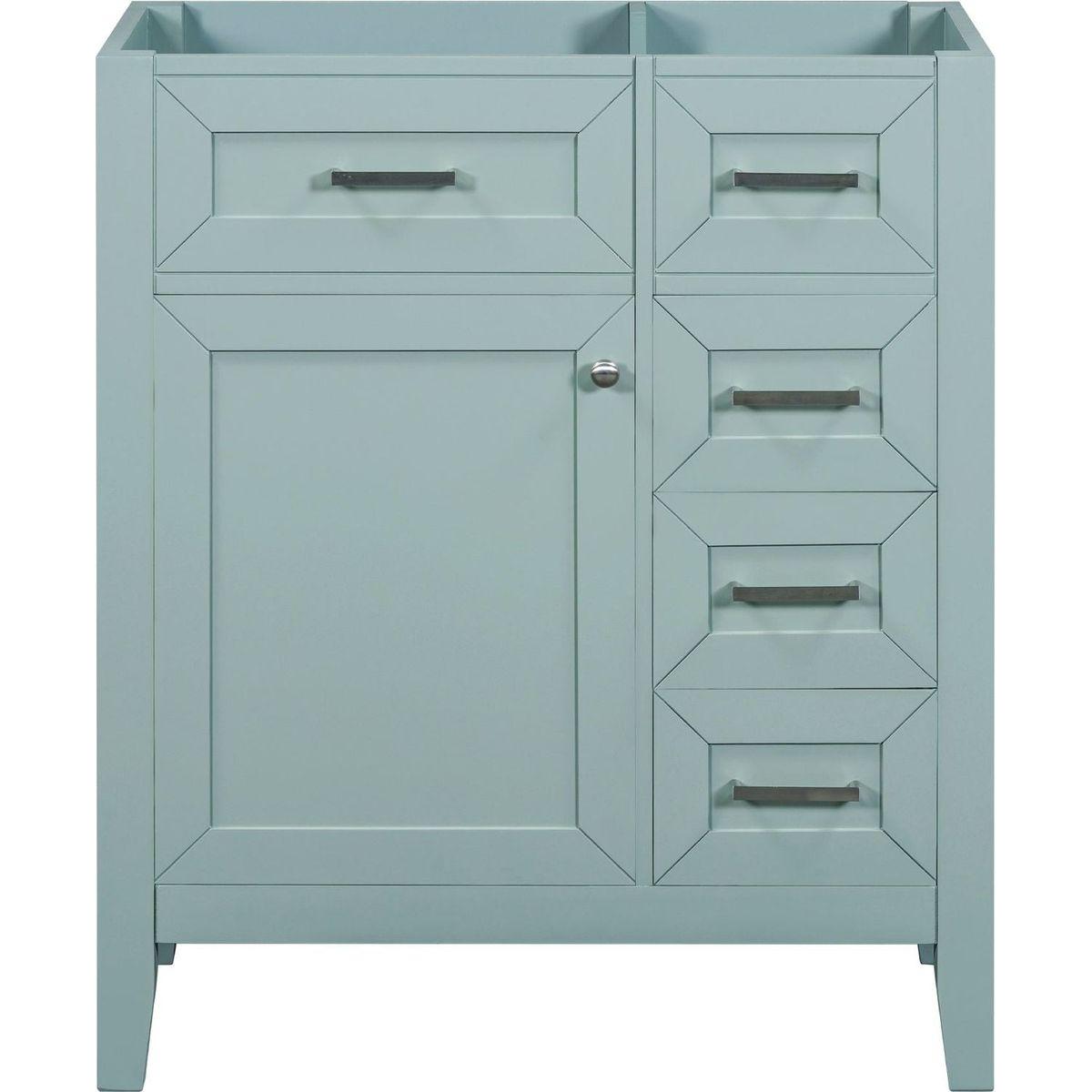 30" Bathroom Vanity without Sink, Cabinet Base Only, Bathroom Cabinet with Drawers, Solid Frame and MDF Board, Green