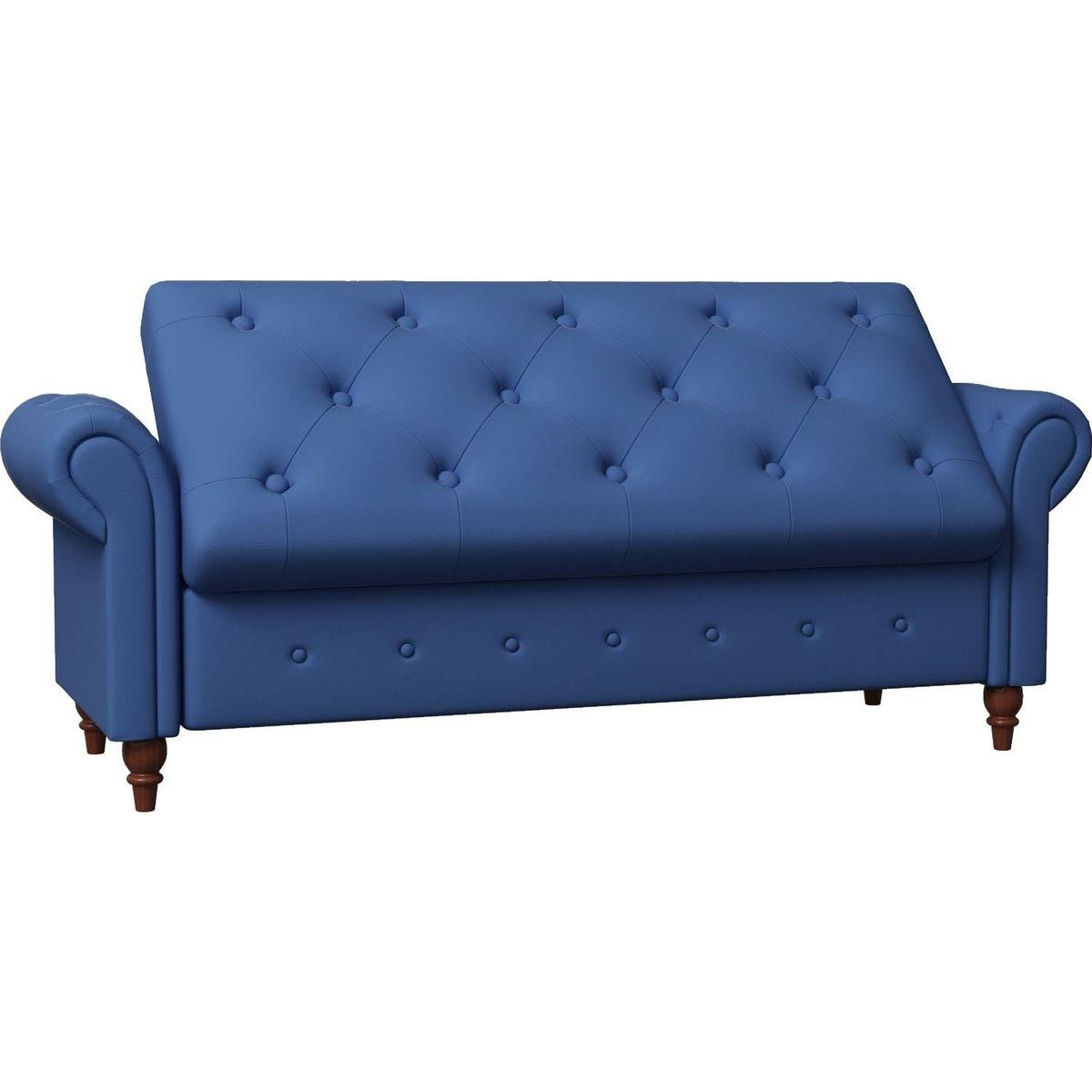 Bed Bench Navy Blue Fabric
