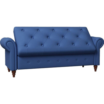 Bed Bench Navy Blue Fabric