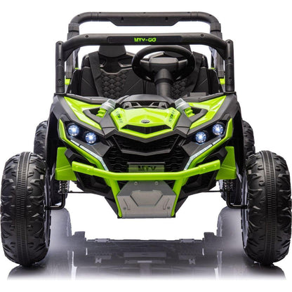 24V Two-Seater Kids Ride On UTV W/Parents Remote Control,Four-Wheel Suspension,Slow Start,Large wheel design,Anti-collision bar,Storage space,Music,USB,Bluetooth,Volume control,LED lights for Kids 3+.