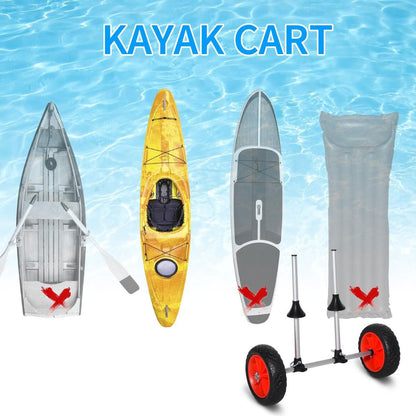 Soozier Universal Kayak Cart, Trolley Trailer Kayak Wheels with Strong Aluminum Frame, Adjustable Width Crossbar, & Large Tires