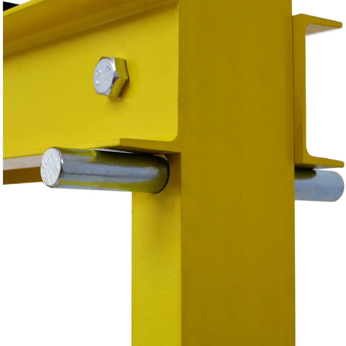 Hydraulic Shop Press, 12-Ton Capacity, Floor Mount, with Press Plates, H-Frame Garage Floor Press, Adjustable Working Table Height,, yellow