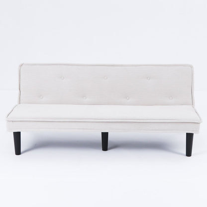 Versatile Corduroy Sofa Bed with Solid Wood Frame in Black, Beige, Pink - 66-inch