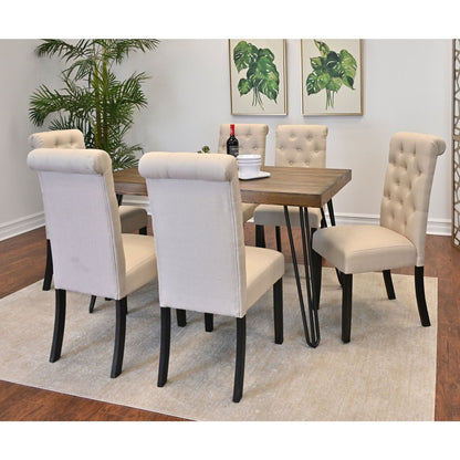 Ashford 7-Piece Dining Set, Hairpin Dining Table with 6 Chairs, 4 Color Options