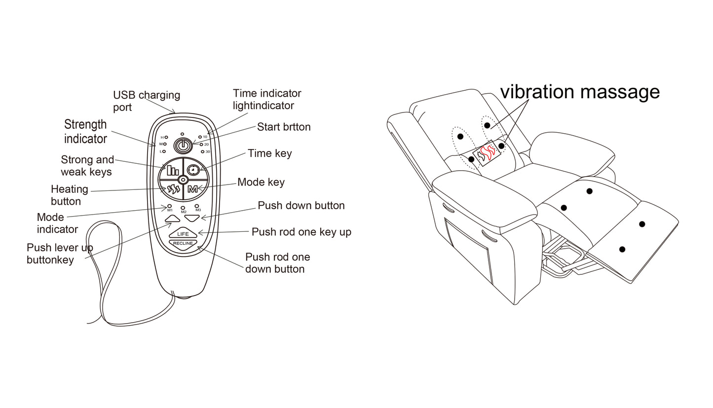 Electric Power Recliner Chair With Massage For Elderly, Remote Control Multi-function Lifting, Timing, Cushion Heating Chair With Side Pocket Brown