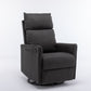 Cotton Linen Fabric Swivel Rocking Chair Glider Rocker Recliner Nursery Chair With Adjustable Back And Footrest For Living Room Indoor,Dark Gray