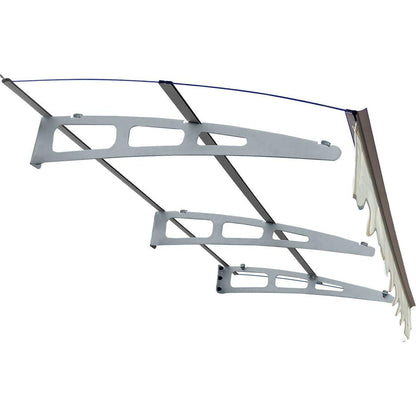 DA7934W Series Door Window Awning Canopy Made of 0.137Inch Thick Crystal Solid Polycarbonate Sheet and Aluminum Alloy with Valance in size of 79" Wide x 34" Deep for Wooden Wall House only.
