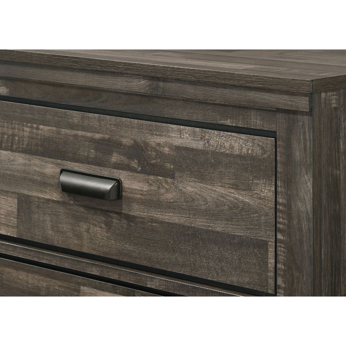 Contemporary 2-Drawer Nightstand End Table Brown Mixed Finish Two Storage Drawers Black Finished Handles Bedroom Furniture