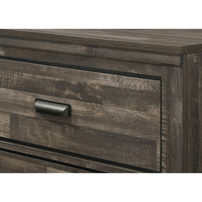 Contemporary 2-Drawer Nightstand End Table Brown Mixed Finish Two Storage Drawers Black Finished Handles Bedroom Furniture