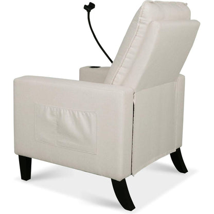 Recliner Chairs for Adults, Adjustable Recliner Sofa with Mobile Phone Holder & Cup Holder, Modern Reclining Chairs Fabric Push Back Recliner Chairs for Living Room, Bedroom, BEIGE
