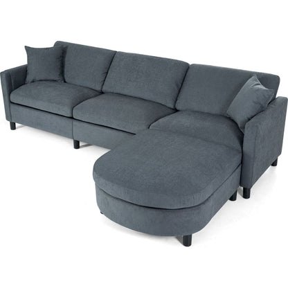 107.87'Sectional Sofa Couch With 1 Ottoman,Seat Cushion and Back Cushion Removable