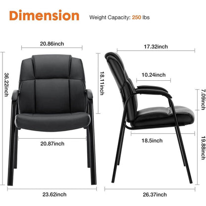 Leather Conference Room Chairs with Padded Arms,eception Chairs,Office Guest Chairs,2P